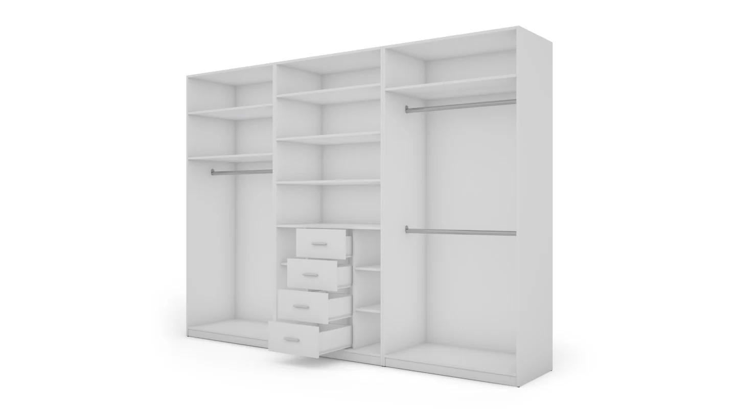 Szafa 300x220 cm biel dąb gaja lamele lustro – Modulor | eMeblast