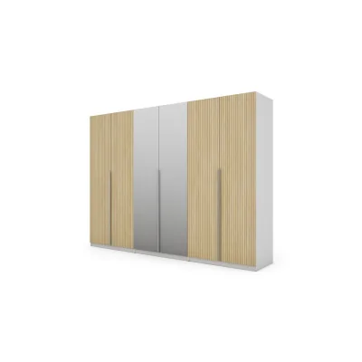 Szafa 300x220 cm biel dąb gaja lamele lustro – Modulor | eMeblast