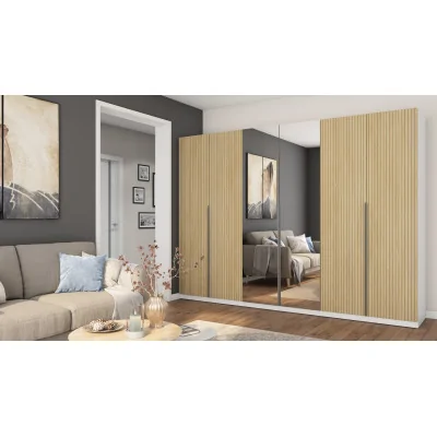 Szafa 300x220 cm biel dąb gaja lamele lustro – Modulor | eMeblast
