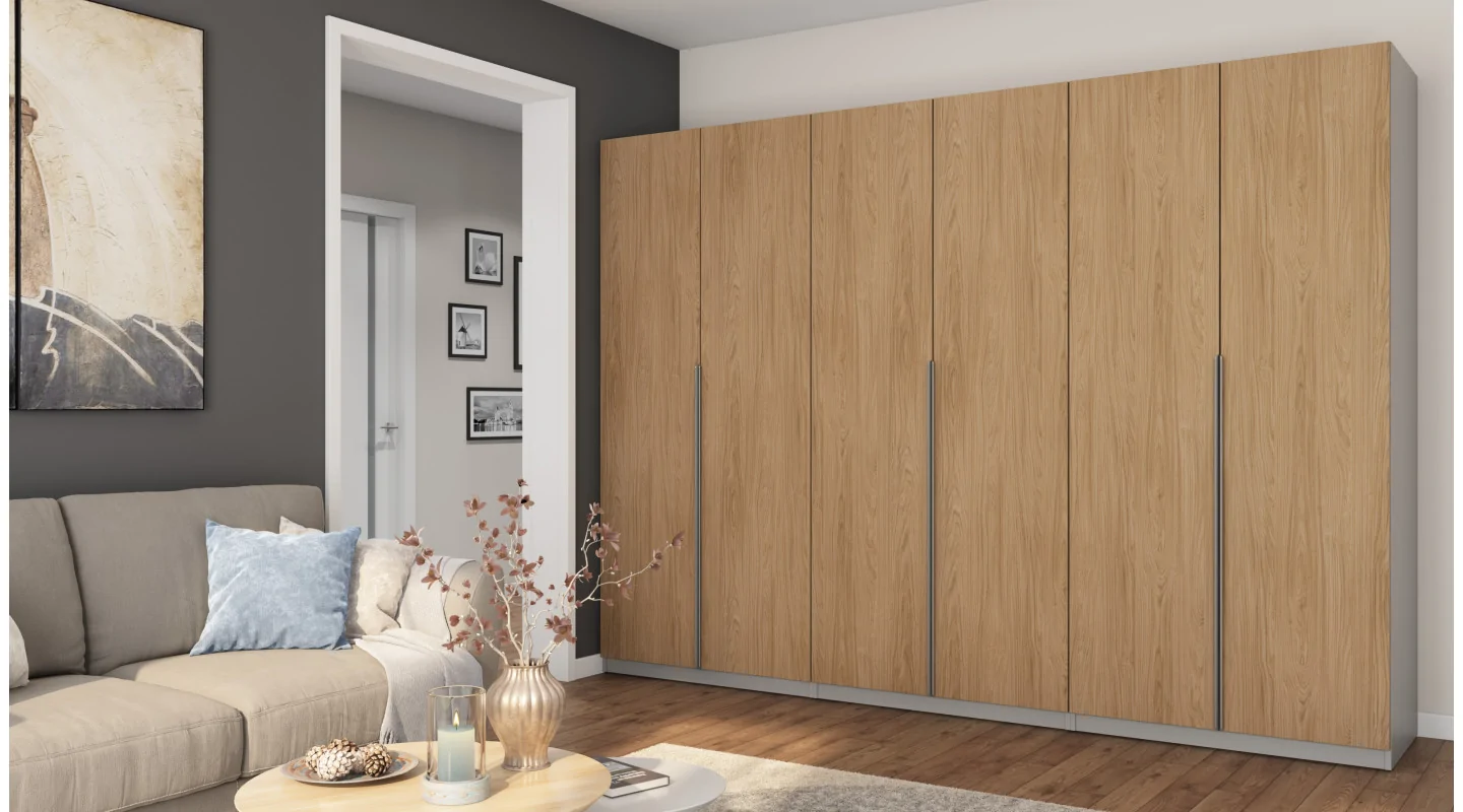 Szafa 300x220 cm szary jasny dąb casella – Modulor | eMeblast Szafa 300x220 cm szary jasny dąb casella – Modulor | eMeblast