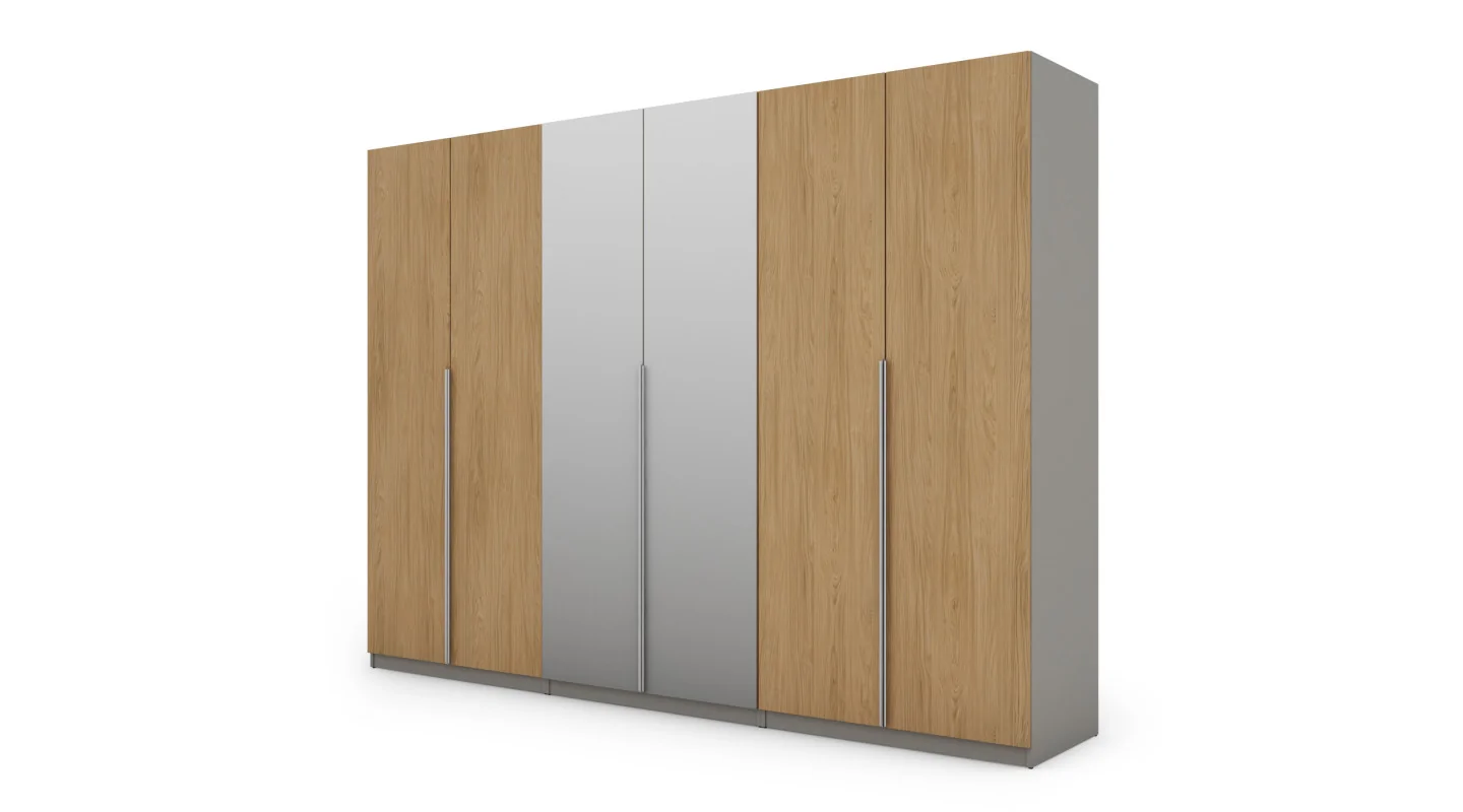 Szafa 300x220 cm szary jasny dąb casella lustro – Modulor | eMeblast