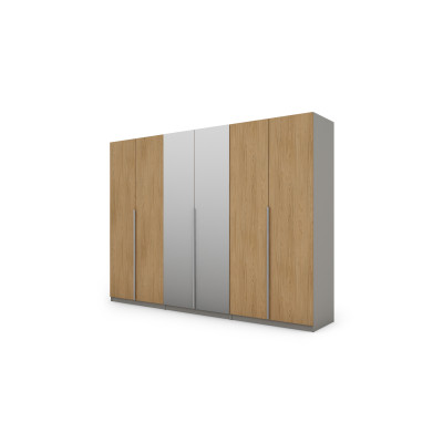 Szafa 300x220 cm z lustrem szary jasny dąb casella – Modulor