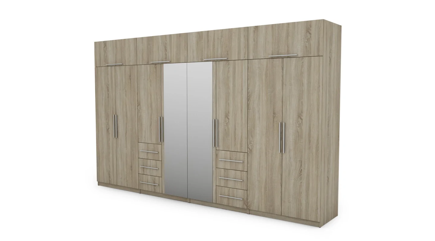 Szafa 360x220 cm sonoma jasna lustro – Sorelo | eMeblast
