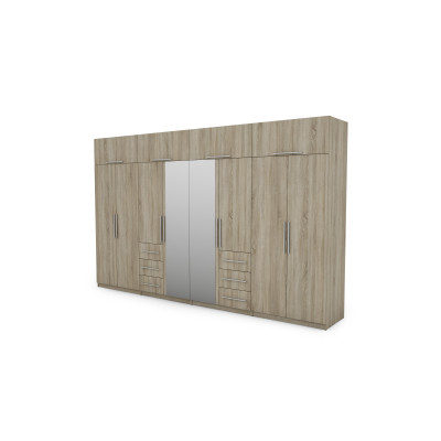 Szafa 360x220 cm z lustrem sonoma jasna – Sorelo