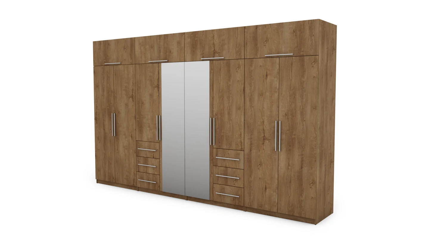 Szafa 360x220 cm dąb lefkas lustro – Sorelo | eMeblast