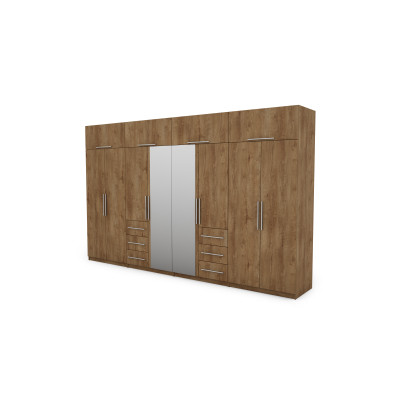 Szafa 360x220 cm z lustrem dąb lefkas – Sorelo