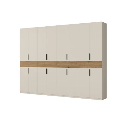 Duża nowoczesna szafa 360x240 cm kaszmirowy beż dąb carpenter whisky – Lenvio | eMeblast
