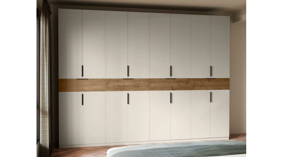 Duża nowoczesna szafa 360x240 cm kaszmirowy beż dąb carpenter whisky – Lenvio | eMeblast