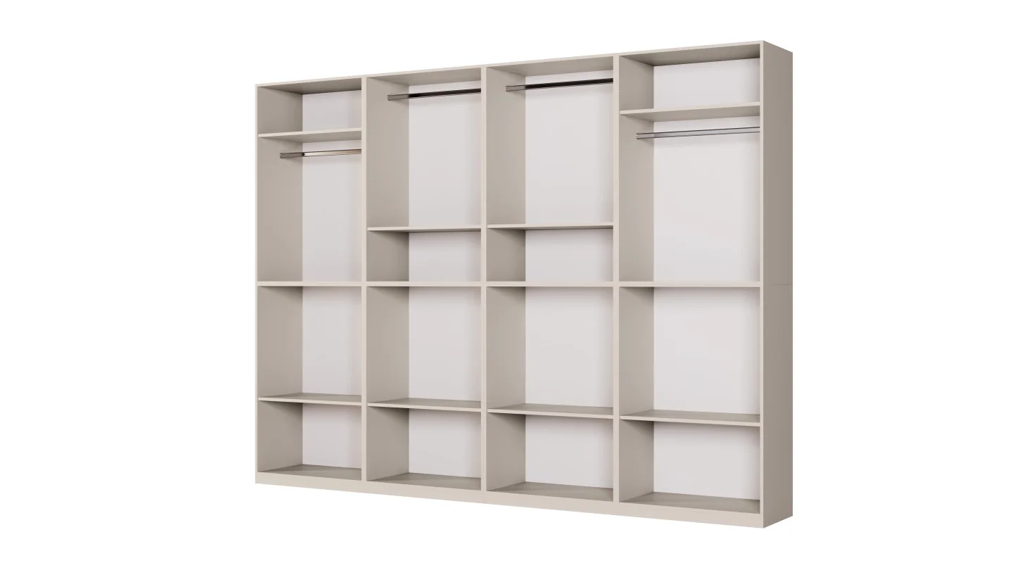 Duża nowoczesna szafa 360x240 cm kaszmirowy beż dąb carpenter whisky lustro – Lenvio | eMeblast