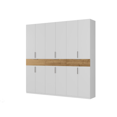Nowoczesna szafa z dużą przestrzenią do przechowywania 270x240 cm biel / dąb carpenter whisky – Arvion