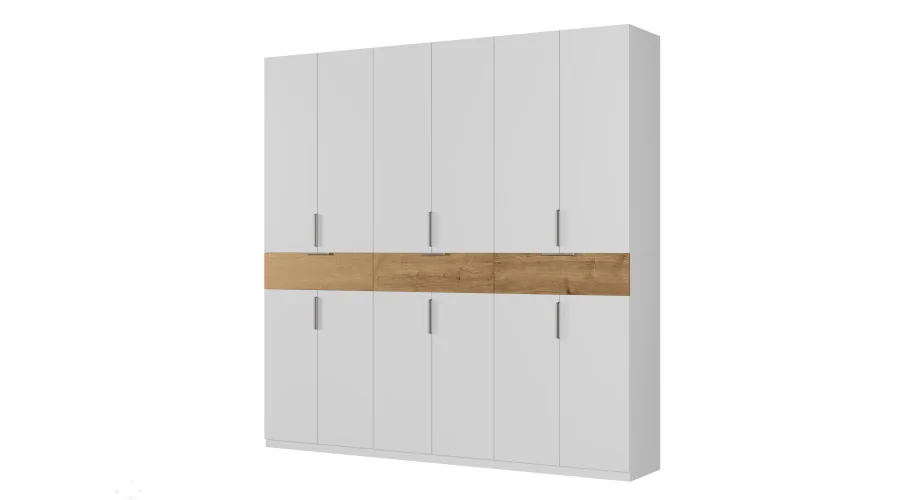Nowoczesna szafa 270x240 cm biel dąb carpenter whisky – Arvion | eMeblast Nowoczesna szafa 270x240 cm biel dąb carpenter whisky – Arvion | eMeblast