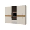 Nowoczesna szafa z dużą przestrzenią do przechowywania 270x240 cm z lustrem biel / dąb carpenter whisky – Arvion