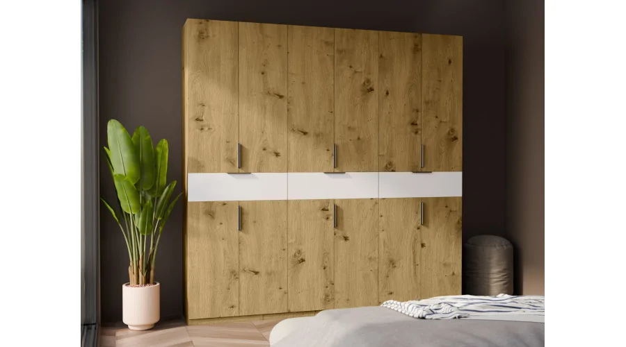 Nowoczesna szafa 270x240 cm dąb artisan biel – Arvion | eMeblast