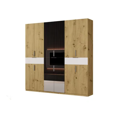 Nowoczesna szafa 270x240 cm dąb artisan biel lustro – Arvion | eMeblast