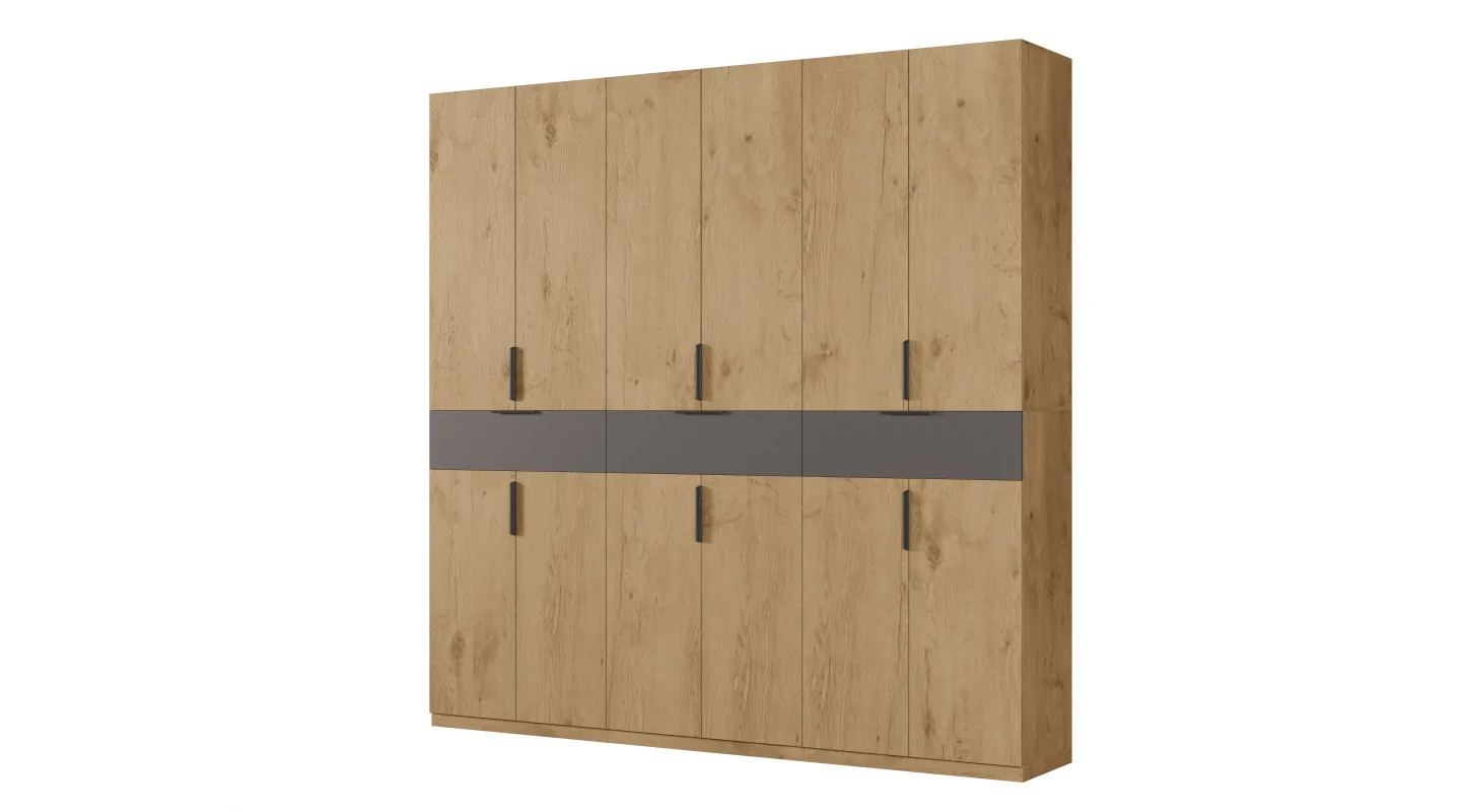 Nowoczesna szafa 270x240 cm dąb lancelot szary grafit – Arvion | eMeblast