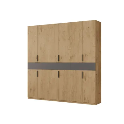 Nowoczesna szafa 270x240 cm dąb lancelot szary grafit – Arvion | eMeblast