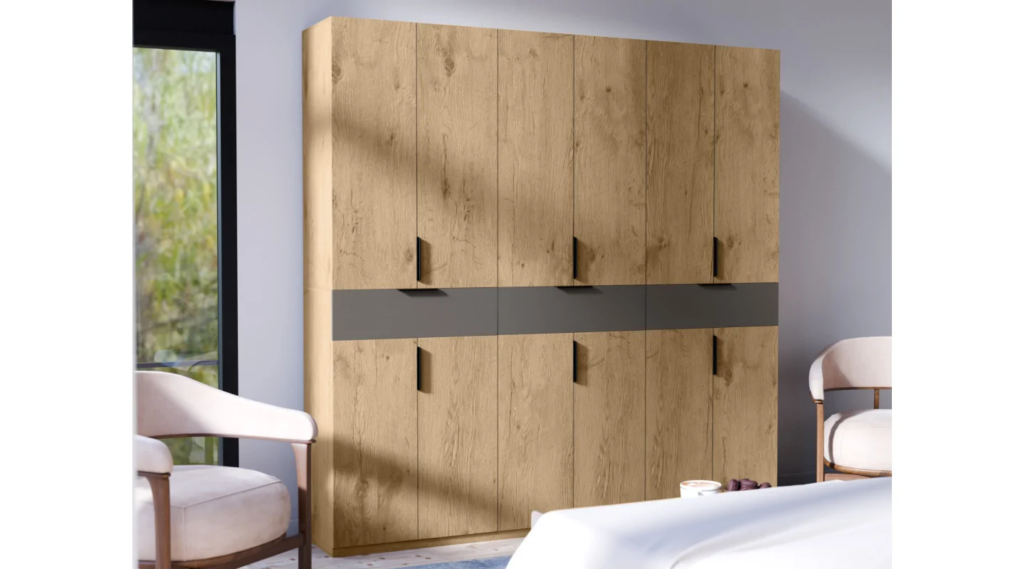 Nowoczesna szafa 270x240 cm dąb lancelot szary grafit – Arvion | eMeblast