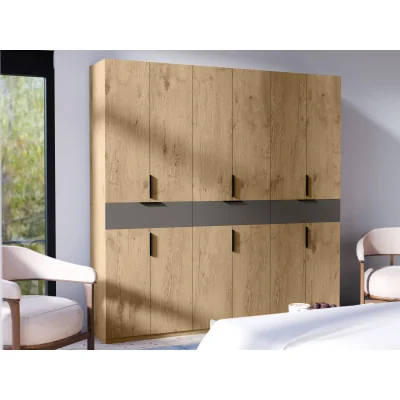 Nowoczesna szafa 270x240 cm dąb lancelot szary grafit – Arvion | eMeblast