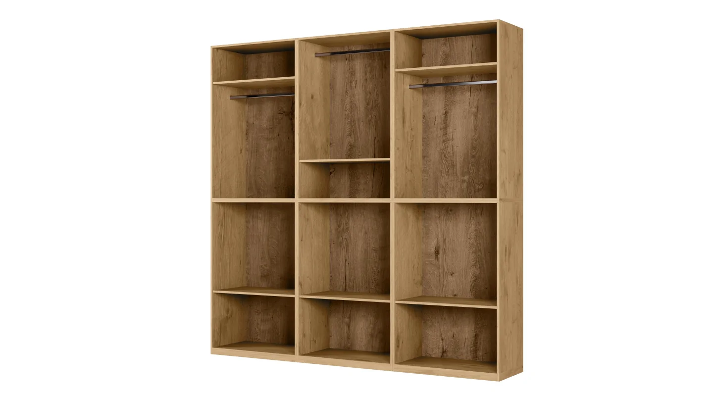 Nowoczesna szafa 270x240 cm dąb lancelot szary grafit lustro – Arvion | eMeblast