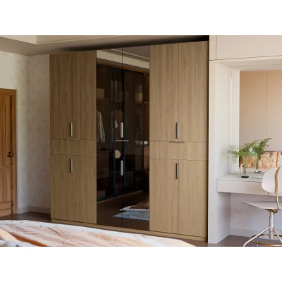 Nowoczesna szafa 270x240 cm dąb carpenter whisky lustro – Arvion | eMeblast