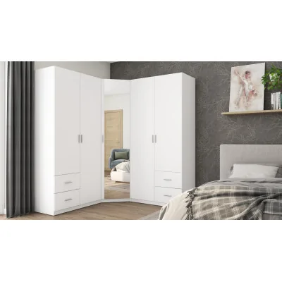Szafa narożna 189x214 cm biel lustro – Cornero | eMeblast