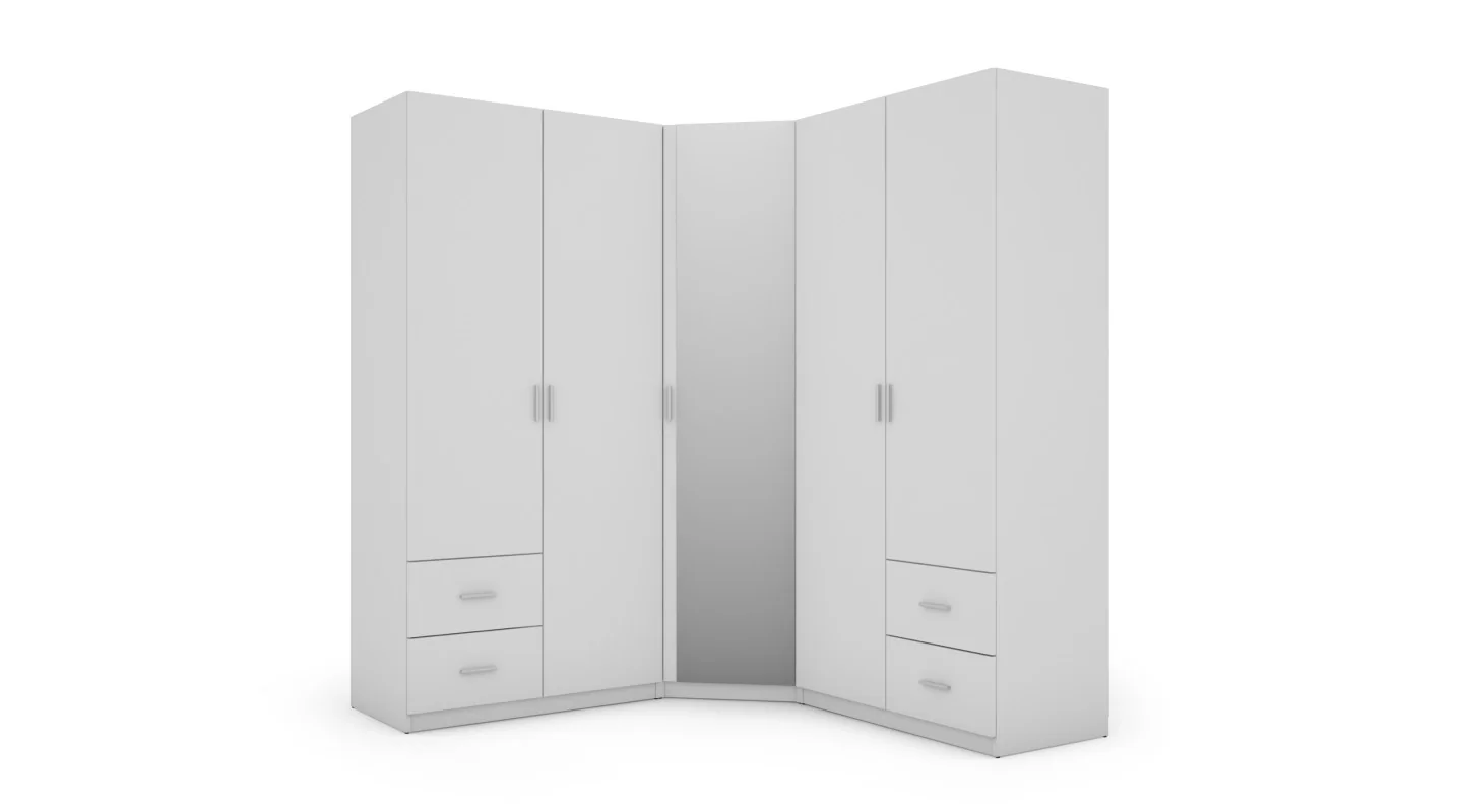 Szafa narożna 189x214 cm biel lustro – Cornero | eMeblast