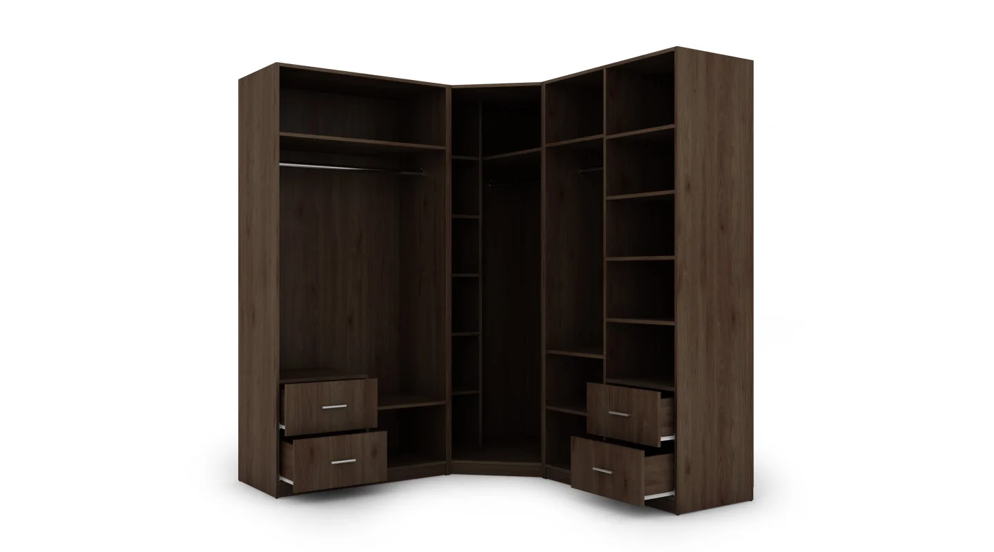 Szafa narożna 189x214 cm orzech okapi lustro – Cornero | eMeblast Szafa narożna 189x214 cm orzech okapi lustro – Cornero | eMeblast