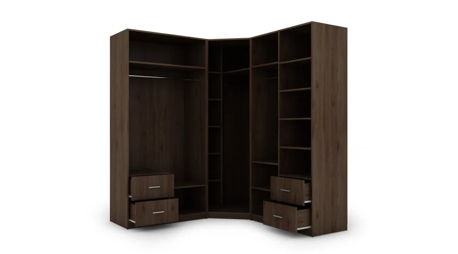 Szafa narożna 189x214 cm orzech okapi lustro – Cornero | eMeblast Szafa narożna 189x214 cm orzech okapi lustro – Cornero | eMeblast