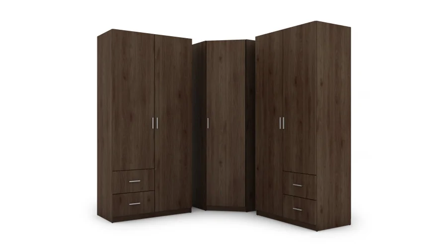 Szafa narożna 189x214 cm orzech okapi lustro – Cornero | eMeblast Szafa narożna 189x214 cm orzech okapi lustro – Cornero | eMeblast
