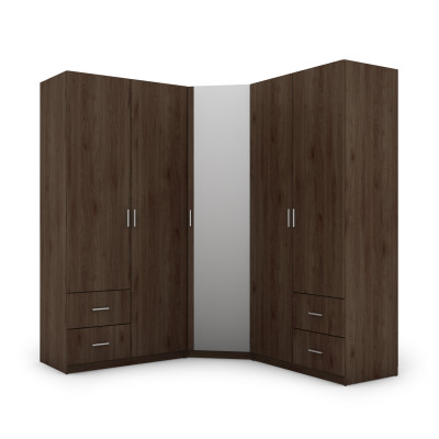 Szafa narożna 189x214 cm z lustrem orzech okapi – Cornero