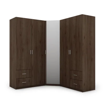 Szafa narożna 189x214 cm orzech okapi lustro – Cornero | eMeblast