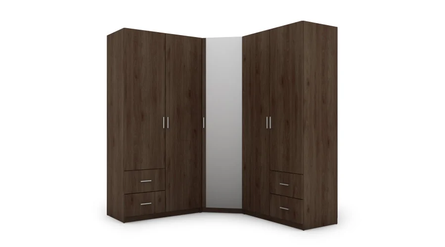 Szafa narożna 189x214 cm orzech okapi lustro – Cornero | eMeblast Szafa narożna 189x214 cm orzech okapi lustro – Cornero | eMeblast
