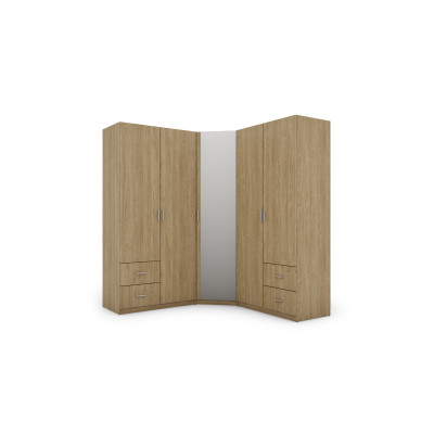 Szafa narożna 189x214 cm z lustrem dąb olejowany – Cornero