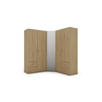 Szafa narożna 189x214 cm dąb olejowany lustro – Cornero | eMeblast