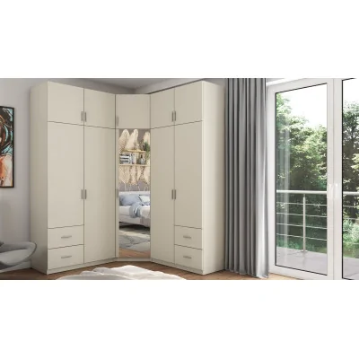 Szafa narożna 189x240 cm kaszmirowy beż lustro – Corvado | eMeblast