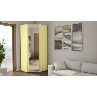 Szafa narożna 85x85 cm lustro wanilia drążek półki | eMeblast