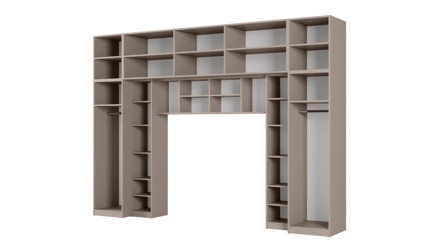 Zabudowa sypialni 394x225 cm sepia – Sena | eMeblast
