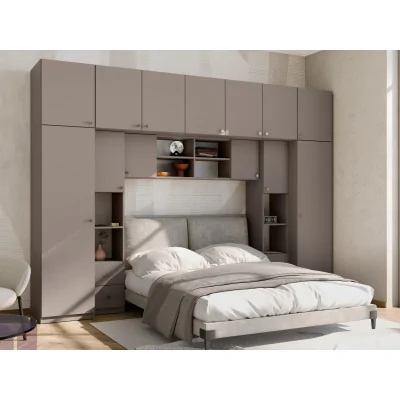 Zabudowa sypialni 394x225 cm sepia – Sena | eMeblast