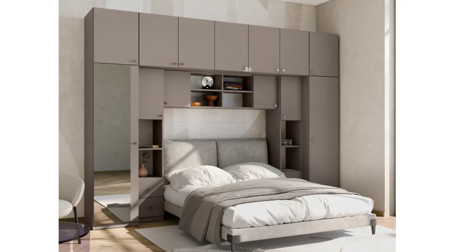 Zabudowa sypialni 394x225 cm lustro sepia – Sena | eMeblast