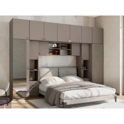 Zabudowa sypialni 394x225 cm 2 lustra sepia – Sena | eMeblast