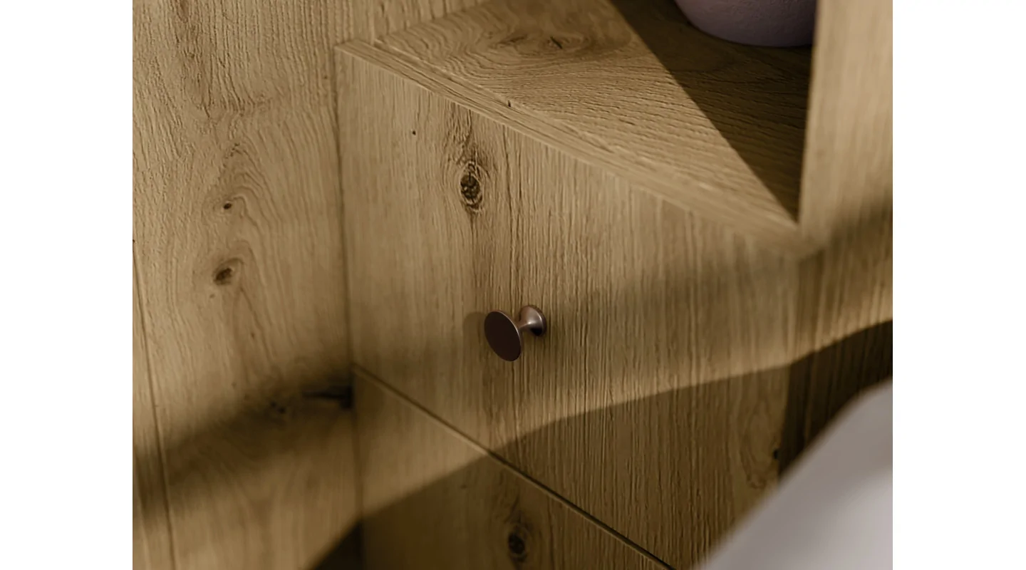 Zabudowa sypialni 394x225 cm lustro dąb Artisan – Sena | eMeblast