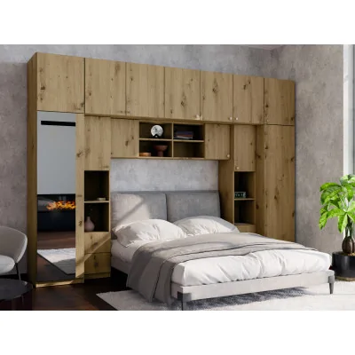 Zabudowa sypialni 394x225 cm lustro dąb Artisan – Sena | eMeblast