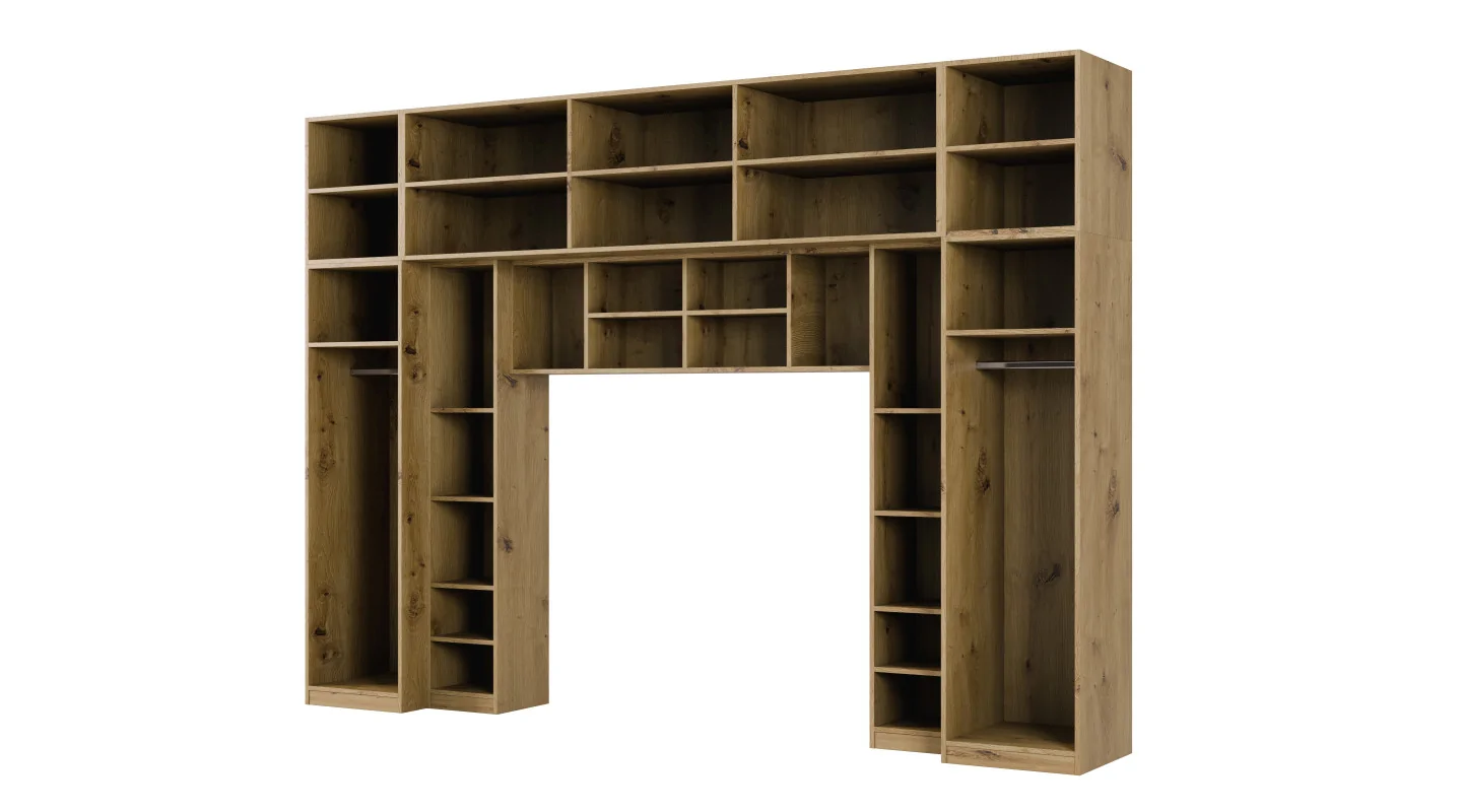 Zabudowa sypialni 394x225 cm 2 lustra dąb Artisan – Sena | eMeblast