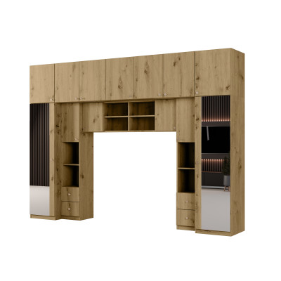 Zabudowa sypialni 394x225 cm 2 lustra dąb Artisan – Sena | eMeblast