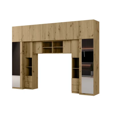 Zabudowa sypialni 394x225 cm 2 lustra dąb Artisan – Sena | eMeblast