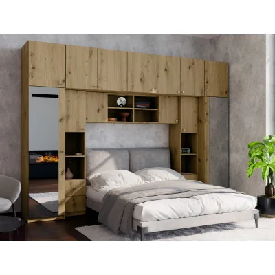 Zabudowa sypialni 394x225 cm 2 lustra dąb Artisan – Sena | eMeblast