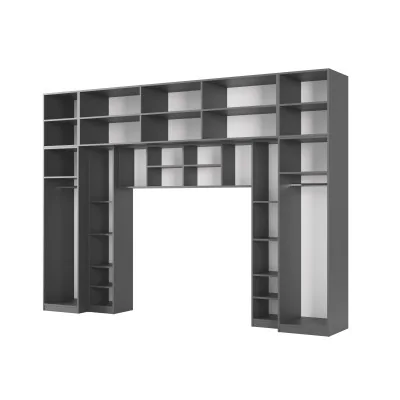 Zabudowa do sypialni 394x225 cm 2 lustra antracyt / dąb Halifax – Sena