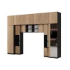 Zabudowa do sypialni 394x225 cm z lustrem czarny onyx / dąb Halifax – Sena