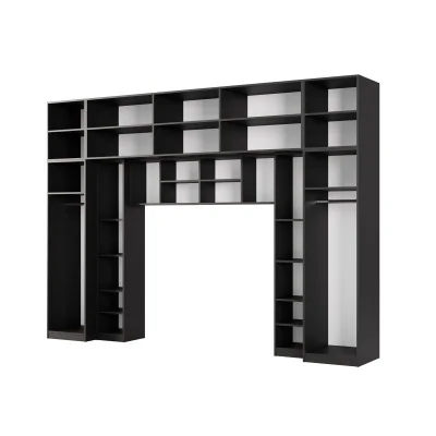 Zabudowa sypialni 394x225 cm 2 lustra czarny onyx dąb Halifax – Sena | eMeblast Zabudowa sypialni 394x225 cm 2 lustra czarny onyx dąb Halifax – Sena | eMeblast