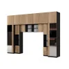 Zabudowa do sypialni 394x225 cm 2 lustra czarny onyx / dąb Halifax – Sena